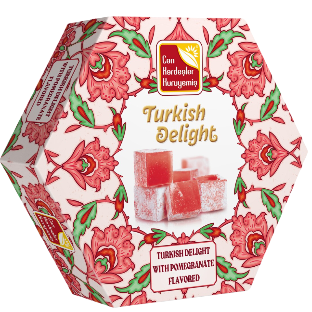 Can Kardesler Turkish Hex Pomegranate Turkish Delight 200g*30 for