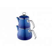 Tasev Robinho Enamel Turkish Teapot Blue and Dark Blue Shadow *1