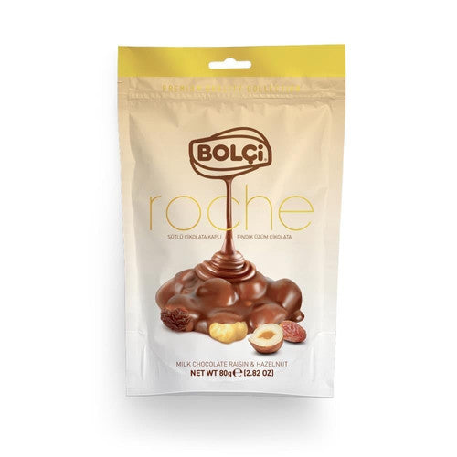 Bolçi Milk Chocolate Covered Raisin & Hazelnut 80g × 12