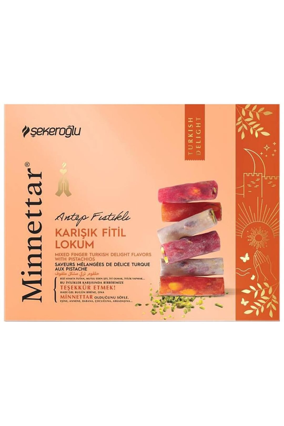 Sekeroglu Turkish Delight Mixed Roll with Pistachios 300g*12